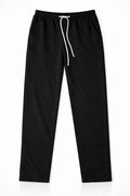 wearanake black relaxed fit sweatpants with white drawstring and elastic waistband, side pockets