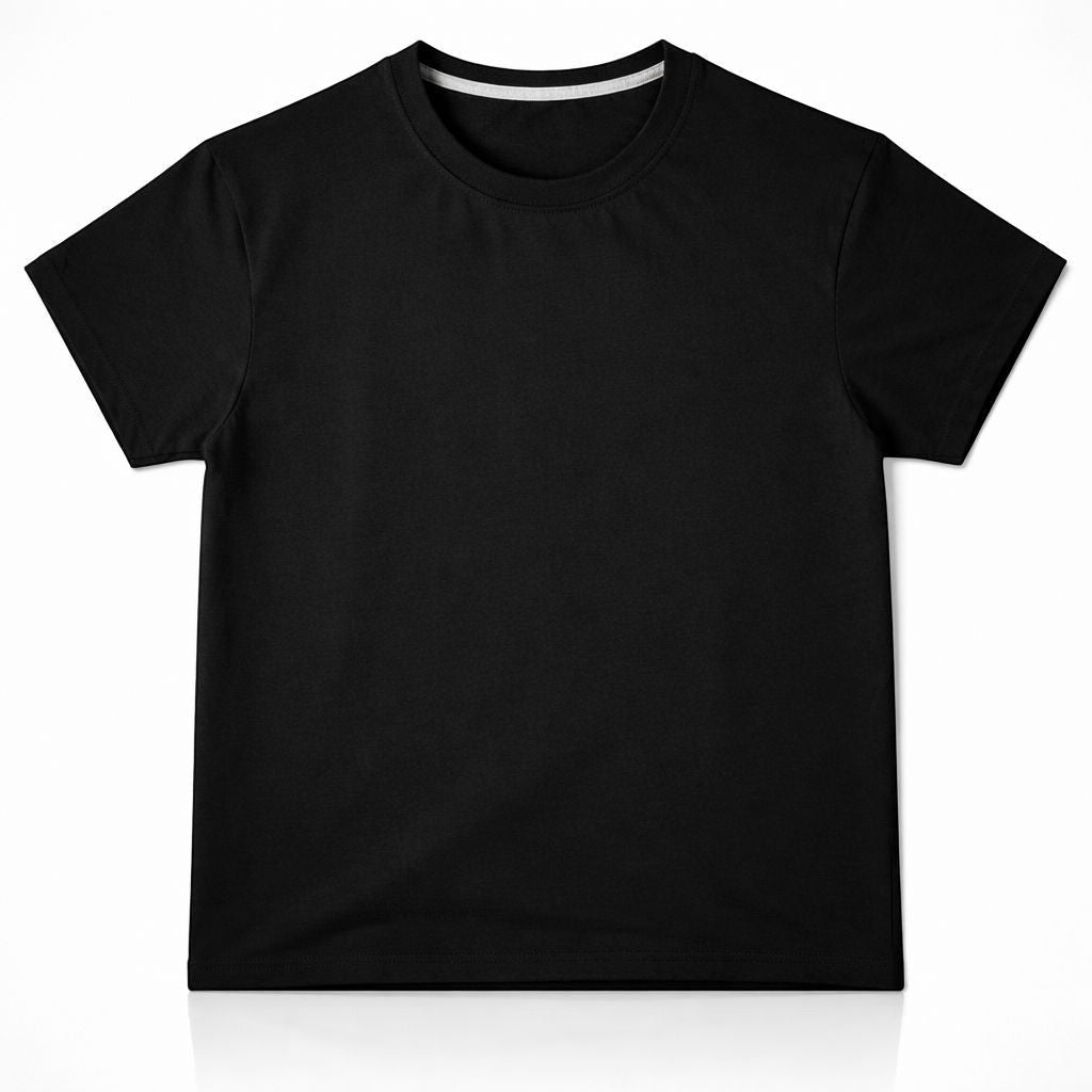 Wearanake black essential textured tee with crew neck and short sleeves.